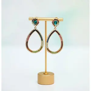 Christian Siriano  Rhinestone Teardrop Rainbow Earrings