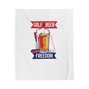 Velveteen Plush Blanket - Birdie Brewery's Golf,Beer & Freedom, Throw Blanket, Cozy Home Decor, Unique Gift, Bedroom Accessories, Soft