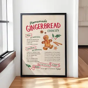 Unframe Gingerbread Cookies Recipes, Cookie Print, Cookie Sign, Christmas Cookie Recipe Print, Christmas Decor, Xmas Print