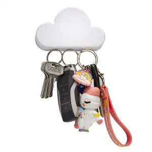 White Cloud Magnetic Wall Key Holder - Easy to Mount - Powerful Magnets Keep Keychains and Loose Keys Securely in Place