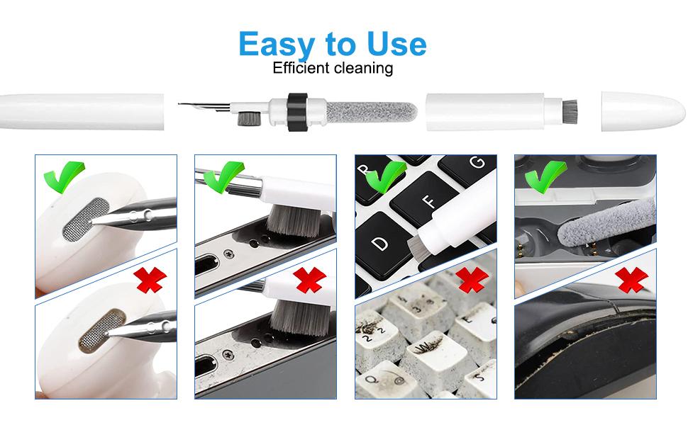 Dual-Brush Earbud Cleaning Pen | 4-in-1 Pro Kit for Precision & Durability, Tool Compatible with Airpods, Galaxy Buds, All Wireless Headsets -Black