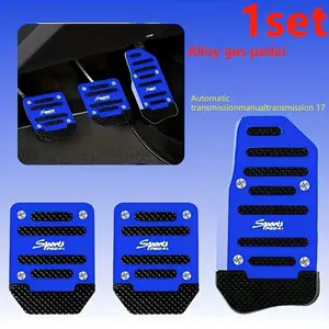 3pc Aluminum Alloy Anti-Slip Car Pedal Set, Ergonomic Design, Durable Lightweight, Manual Transmission Brake Pedal Cover, Car Accessories