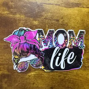 Mom Life Water Resistant Color Sticker 5" for Outdoor & Vehicle Applications Featuring Vibrant Design