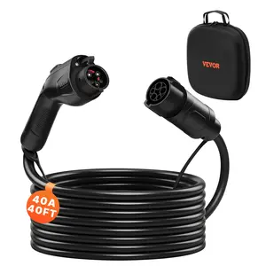 VEVOR EV Charger Extension Cable,  40Amp 40 ft J1772 Extension Cord Compatible with 120V-240V SAE J1772 Electric Vehicle Chargers, Level 1/Level 2 IP66 Heavy Duty Car Charging Cable with Carrying Bag
