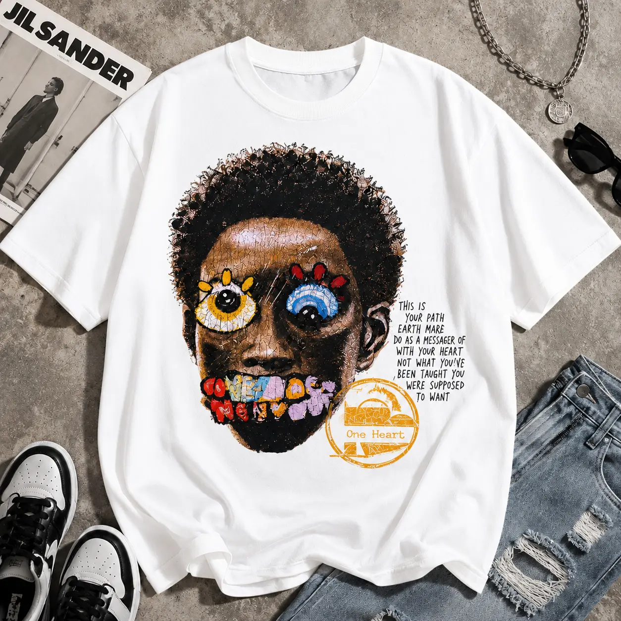 Unisex Abstract Portrait Graphic T Shirt, Vintage Colorful Face Doodle Print Crew Neck Short Sleeve Tee, Cotton Casual Streetwear, Lightweight Breathable Fabric Shirt, Artistic Statement Fashion Tee, Good Graphic Tees, Funny Graphic Tee, Y2K Inspired