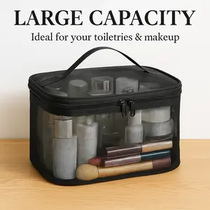 See - Through Mesh Cosmetic Bag | Big Storage for Brushes & Skincare
