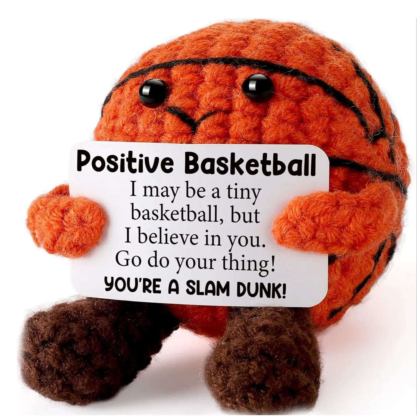 Positive Crochet Basketball Gift, Knitted Emotional Support Gift, Handmade Birthday Present for Men Women Friends Son Daughter Teammate, Handmade Crochet Figure, Amigurumi