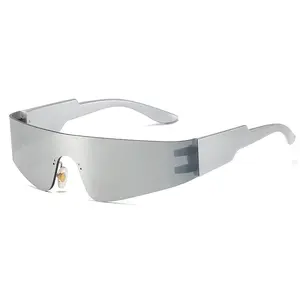 Rimless Sunglasses Women Trendy New Steampunk Goggle Shades Sun Glasses Men Hip Hop Female Mirror Eyewear Fashion UV400 GEVE