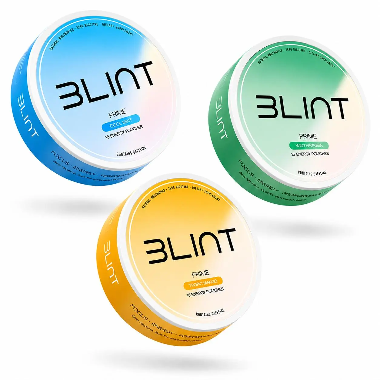 BLINT Prime Caffeine Nootropic Pouches - with Alpha GPC, L-Tyrosine & L-Theanine - No Sugar or Artificial Sweeteners Energy Supplements Flavor