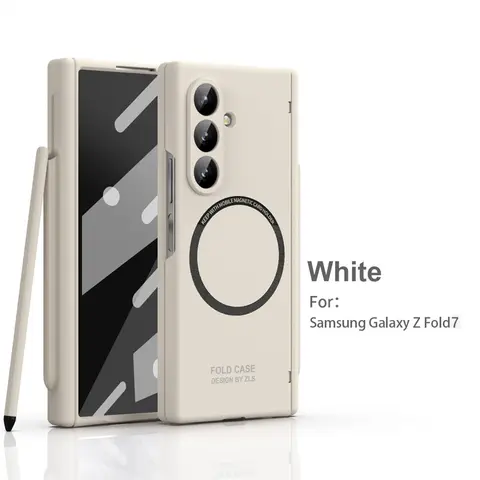 Fin Ultra Thin Magsafe Magnetic Hinge Case for Samsung Galaxy Z Fold 5 6 7 8 Ultra With S Pen Slot 360 Full Protection Screen Glass Cover
