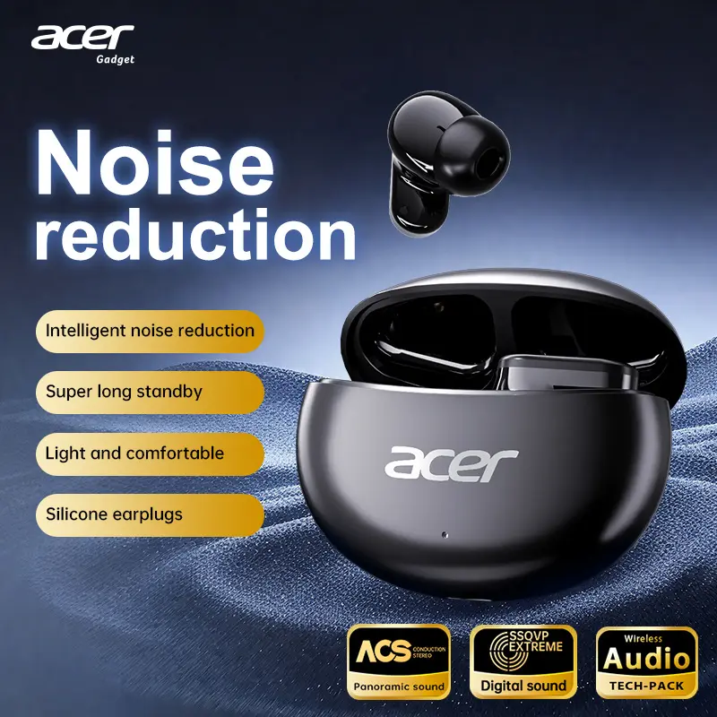 Acer Official Genuine Compact In-Ear Headphones OHR627 High-Definition Lossless Sound Low-Power 6.0 13Mm Driver Large Unit Audio Noise Reduction Ultra-Long Battery Life Seamless Instant Connection Lightweight In-Ear Comfortable Long Wear Multi-Devic