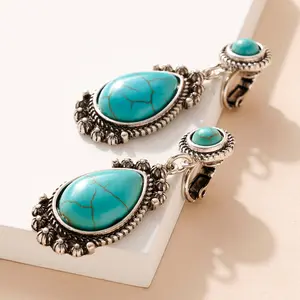 Western Stones Clip-On Dangling Earrings