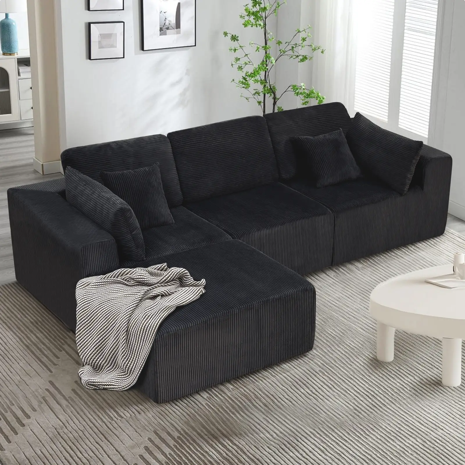 Juikury 104" Cloud Sectional Couch with Sponge Cushion,Modern Modular L Shaped Sofa,Upholstered Couches for Living Room Furniture Bedroom Apartment