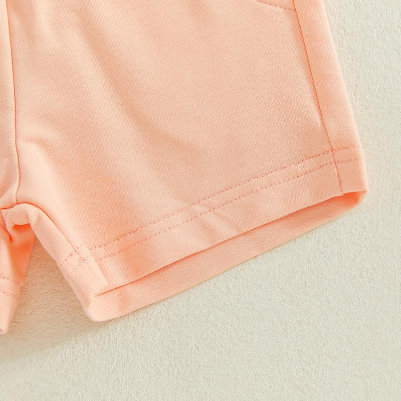 Toddler Baby Little Girl Easter Outfits Letter Embroidery Short Sleeve T-Shirt with Shorts 2 Pcs Set 0-5 Years