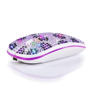 Rechargeable Silent Diamond-Encrusted Bluetooth Dual-Mode Mouse Electronic Gift Colorful Glowing Wireless Bluetooth Mouse