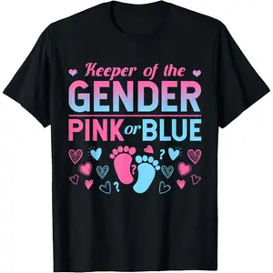Pregnancy Announcement Keeper Of The Gender Pink or Blue T-Shirt