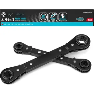 4-in-1 Reversible Ratcheting Wrench Set, Double Box End Wrench Set, 2-, 5/16", 3/8", 7/16", 1/2", 9/16", 5/8", 11/16", 3/4", SAE