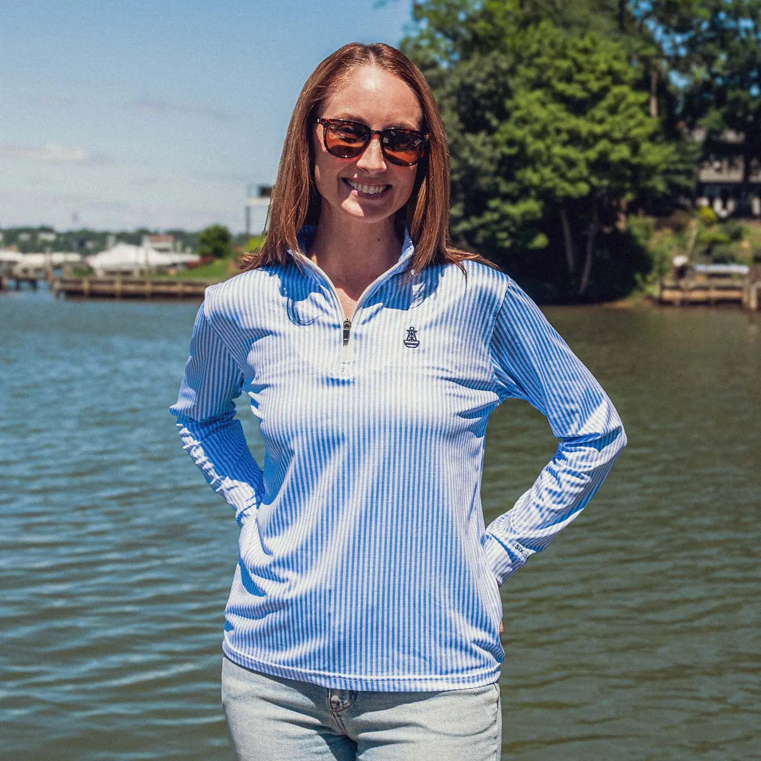 Seafarer Women's Performance Quarter Zip - Blue