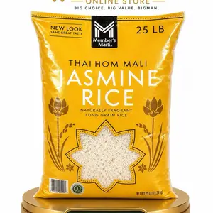 Premium Thai Hom Mali Jasmine Rice, 25 lb Authentic Long-Grain Rice