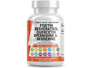 Clean Nutraceuticals Fisetin, Resveratrol, Quercetin, Spermidine, Berberine & More for Optimum Health & Wellbeing Supplement Capsules – Age Defend
