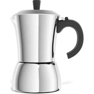 Moka Pot - 6 Cup Stovetop Espresso Coffee Maker -  Stainless Steel Italian and Cuban Mocha Coffee Maker