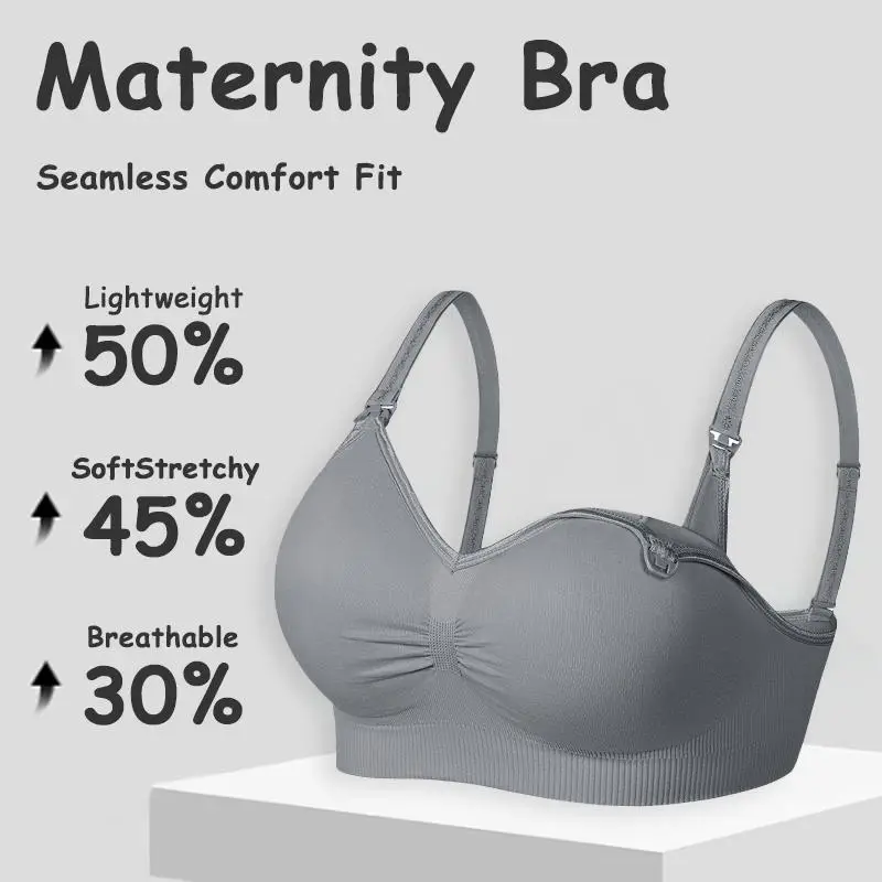 Nursing Bras Maternity Bra for Breastfeeding Pregnancy Wireless Bralette with Pads, Extenders & Clips