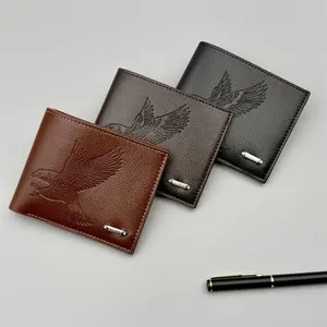 3-Pack Slim Thin Men’s Wallets, Stylish Eagle Pattern Soft Leather Coin & Card Holder for Students & Young Men