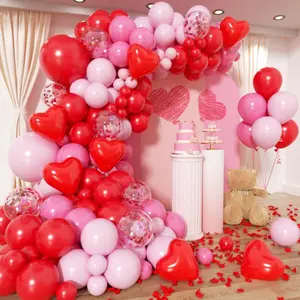 382 PCS Valentine's Day Balloon Arch Kit with Red & Pink Heart Balloons for Wedding & Party Decor