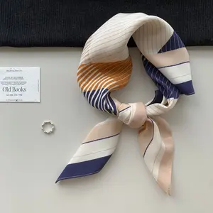 Chic Striped Silk Scarf, Luxury Decorative Neck Bandana, Elegant Versatile Scarf for Women
