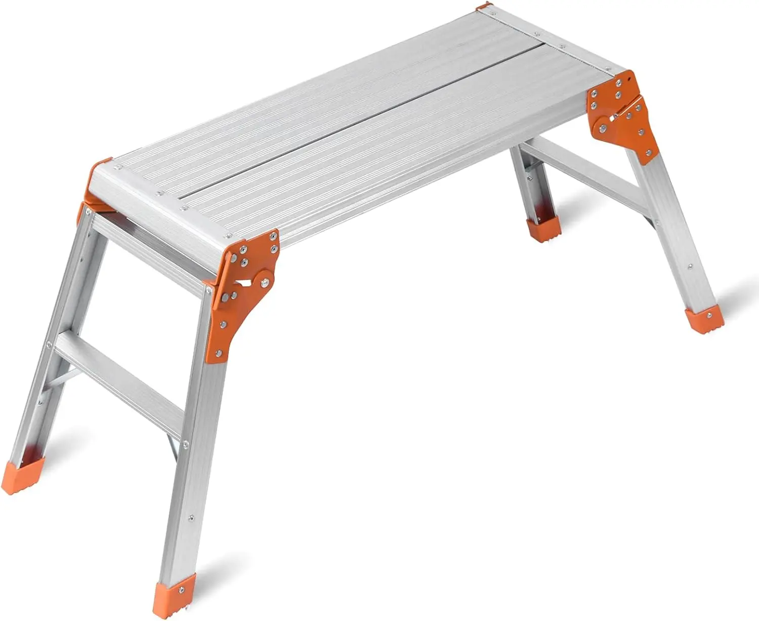 LEADALLWOOK Aluminum Work Platform Step Ladder, 440 Lbs Capacity, Silver | Heavy Duty, Foldable, 30"x12"x20"