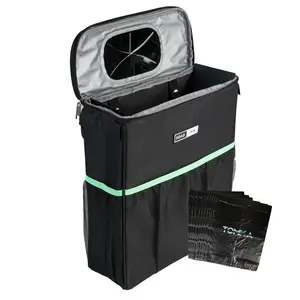 RoadBin Slim 4" Car Trash Can — Leak-Proof, Odor-Proof, Large 2.5 Gal Capacity • Portable, Foldable, Stays Upright • Perfect for Cars, Trucks, SUVs, Vans & Travel • Makes stowing and tidying effortless, Storage Organizer trash holder, mounts easily.