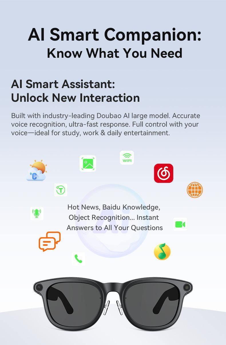 G1 AI Smart Glasses with Charging Case, 8MP HD Camera Glasses for Men Women, 1200P Video Recording, Open-Ear Bluetooth Glasses for Audio with AI Translation/Voice Control G1 AI Smart Glasses with Charging Case, 8MP HD Camera Glasses for Men Women, 1200P Video Recording, Open-Ear Bluetooth Glasses for Audio with AI Translation/Voice Control