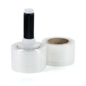 IDL Packaging 3" Stretch Wrap Mini Roll, 700 feet, 120 Gauge (Pack of 2) with a Plastic Handle Included – Industrial Grade Clear Plastic Wrap – Improved Protection for Packing, Moving, or Office