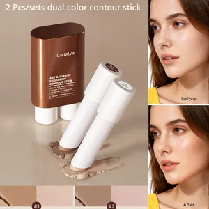 2 pcs/set two color beauty repair highlight stick to decorate the contour highlight stick to cover the black eye circles, acne and brighten the nose shadow concealer pen for women's cosmetics holiday gift