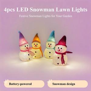 new christmas solar lawn light, eva rice grain small snowman led garden yard landscape ground stake decoration, outdoor holiday lighting