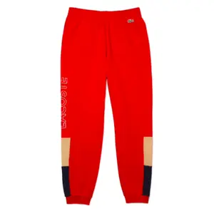 Men's Lacoste Red/Beige/Nvy Blue Branded Colorblock Fleece Jogging Pants