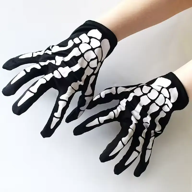 Short Halloween Ghost Gloves Halloween cosplay Skeleton Performance Gloves Performance Prop Bones