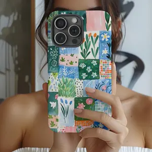 Patchwork Quilt Tile Grandma Chic Aesthetic Floral Boho Cute Spring Trendy Phone Case iPhone 17 16 15 14 13 12...