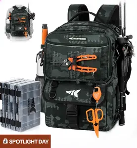 KastKing BaitSpace 50L Fishing Tackle Backpack with Removable Bait Binder & 4 Tackle Boxes Rod Holders Storage Gear Camo Design SummerVibes