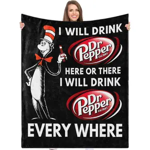 Fun Beverage Pattern Flannel Blanket, Soft Fuzzy Plush Throw for Cozy Home Decor, Ideal for Relaxing at Home