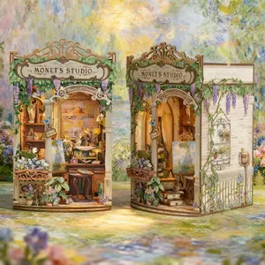 Adult & Teen DIY Mini Dollhouse Set, Booknook Micro House Bookshelf 3D Wooden Puzzle, Home Gift for Women, Teens, Book Lovers, Wooden House Kit Adults