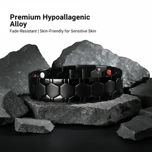 The Perfect Gift for Dad: Bold Black Hexagonal Alloy Bracelet. A Symbol of Strength and Protection. Durable, Hypoallergenic, and Timeless. Honor Him This Father's Day.