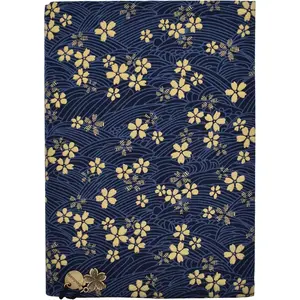 Adjustable Fabric A5 Book Cover Protector for Paperbacks, Fit 5.5x8.3 inch Hardcover Softcover Books Novels Notebooks - Blue Cherry Blossoms 8.3in