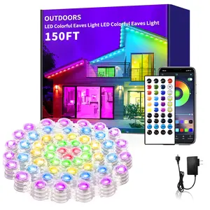 RGB Eave Lights Permanent Outdoor LED Colorful Eaves Light with App Control Remote DIY IP67 Waterproof Under Eave Lighting for House Party Christmas Decorations