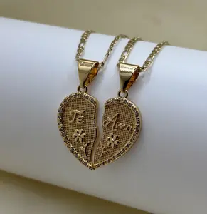 Te Amo Necklace for Couples Gold Plated Pendant and Chain