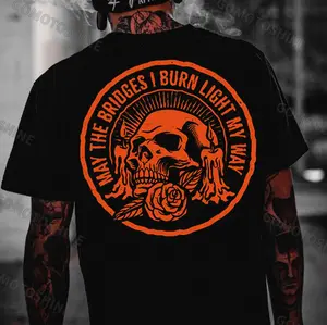 MAY THE BRIDGES I BURN LIGHT MY WAY Skull Print Men's T-Shirt