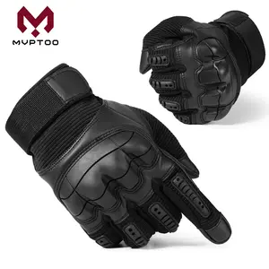 MVPTOO PU Leather Motorcycle Gloves Touch Screen Bicycle Tactical Hard Shell Safety Protective Gear Full Finger Mittens Sports Gloves