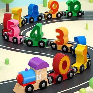 Unisex Magnetic Number Train Building Block Assemblers, Educational Wooden Car Toy for 1-3 Year-Olds - Encourages Creativity, Enhances Number Recognition, Supports Children Development