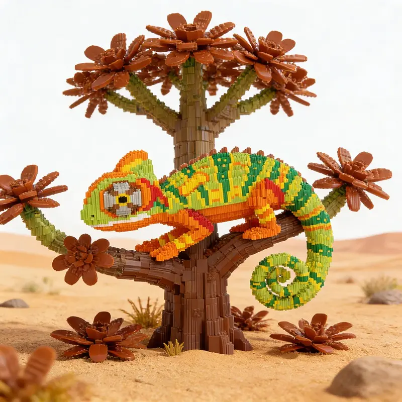 Large Lizard 3D Puzzle Building Blocks Decoration, Bookshelf Home Office Cabinet Decor, Party Living Room TV Stand Display Gift