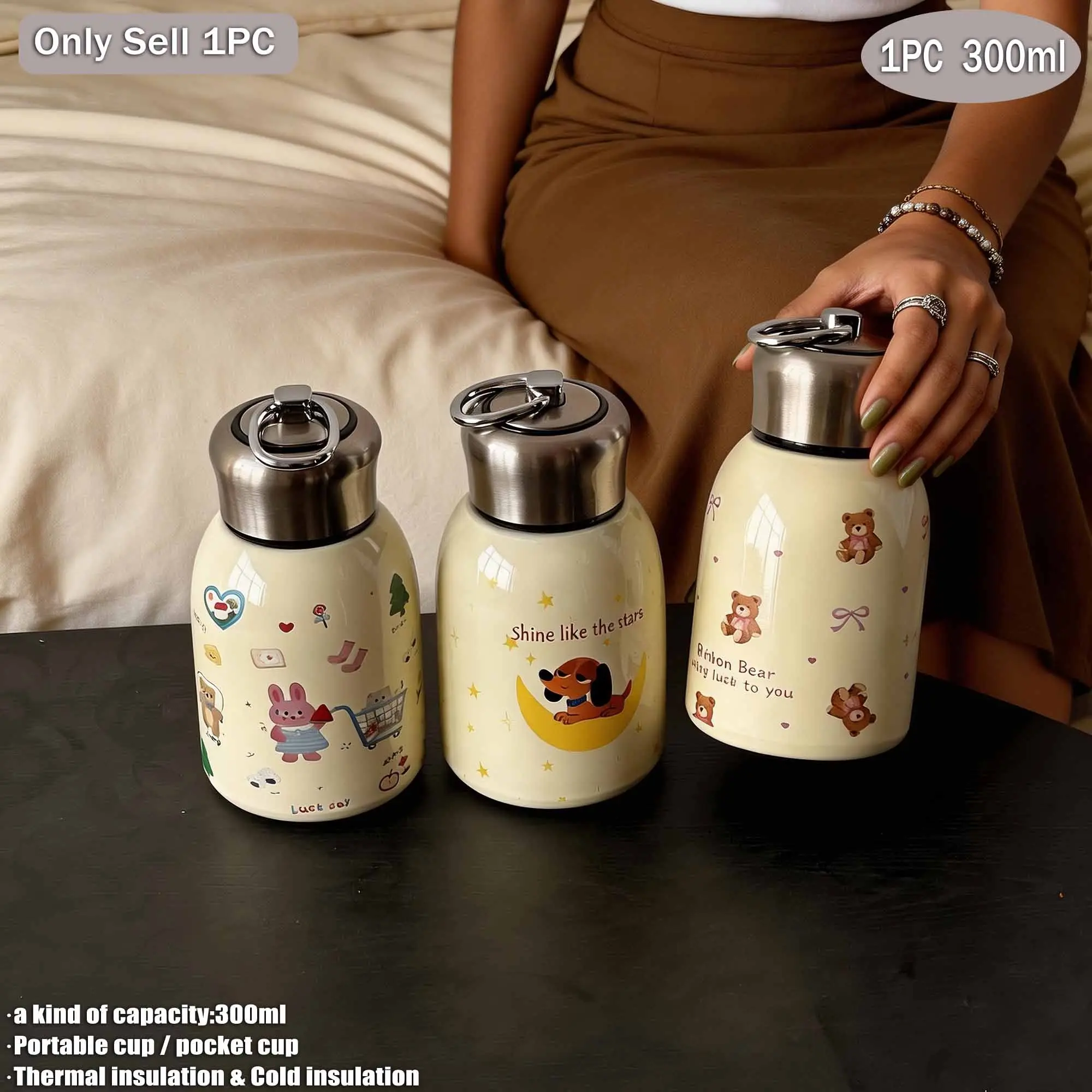 300ML Cartoon Pet Theme Insulated Cup, Stainless Steel Double Wall, Portable Travel Mug, Stainless Steel Thermos, Ideal for Outdoor, Office, Home, School, Gifts